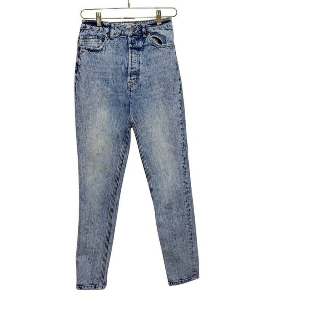 We The Free Free People Zuri High Rise Mom Lived‎ in Blue Jeans Women 27 Boho